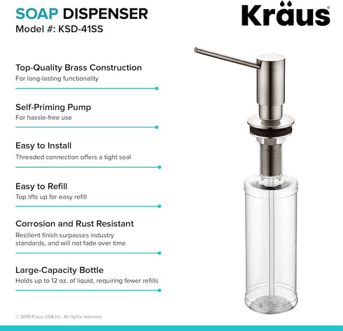 KRAUS Kitchen Soap and Lotion Dispenser in Stainless Steel, KSD-41SS...