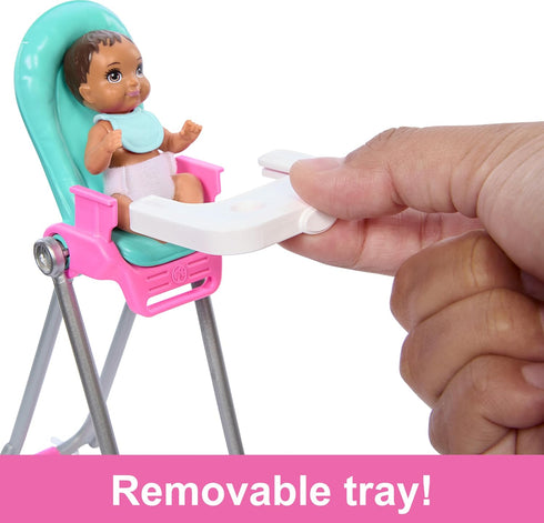 Barbie Skipper Doll & Playset with Accessories, Babysitting Set Themed to Mealtime, Color-Change Toy Play...