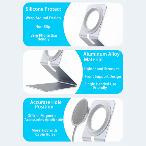 Desk Phone Stand with 3ft 15W Type-C Magnetic Wireless Charger Compatible with MagSafe iPhone 15/14/13/12 Series for Office,Study Room Desktop, Be...