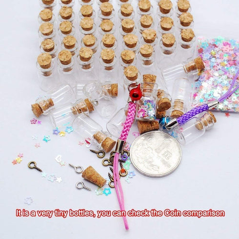 0.5ML Cork Bottles Vials Clear Glass Bottles Mini Tiny Jars Bottles With Corks Miniature Glass Bottle With Cork Empty Sample Jars Small,100 Botlle...