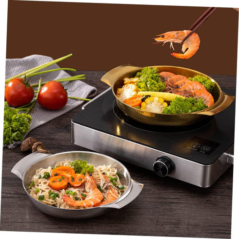 PRETYZOOM Stainless Steel Seafood Pot Double Handle Cooking Pan Cookware Non Stick Pan Casserole Pot Sturdy Cooking Pot Nonstick Frying Pan Campin...