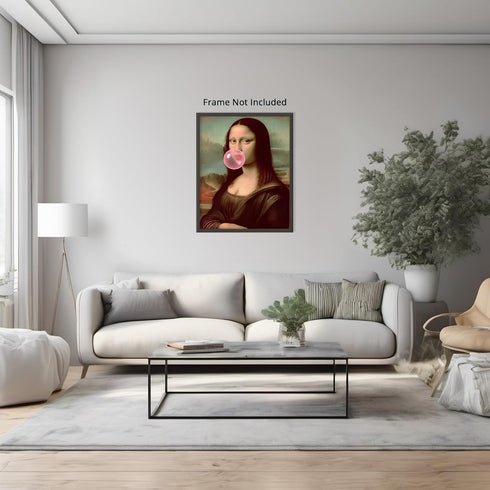 Posterizer 1 pcs-fun Mona Lisa art with pink bubble gum print 2-Comedy Art-Vintage Art-Gift for Street Art, Mural Fans - unframed wall art...