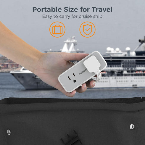 Short Extension Cord 6 inch, TESSAN Slim Flat Thin Plug Power Strip with 4 AC Outlets 3 USB (1 USB-C) Charging Ports, Small White Desk Charger, Mi...