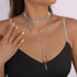 Multi Layered Necklace Rhinestone Tennis Chain Choker Necklace Multi Row Collar Necklace Y Shaped Necklace Round Rhinestone Pendant Necklace Tiny ...