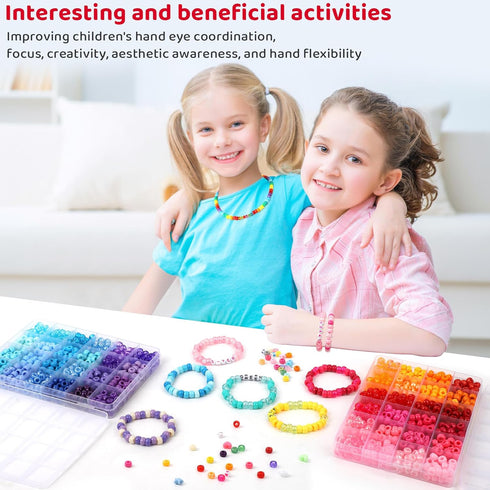 Acerich 4022 Pcs Pony Beads for Friendship Bracelet Making Kit, 96 Colors 5 Boxes Friendship Bracelet Beads 6x9mm Rainbow Kandi Beads with 1000 Pc...