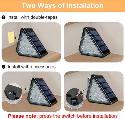 Solar Step Lights, Stair Fence Triangle Lights IP67 Outdoor Waterproof LED Deck Light for Garden Yard Patio, Porch, Front Door, Outside, Pathway, ...