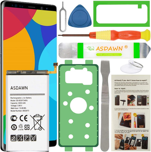 ASDAWN Galaxy S10 Battery Replacement, EB-BG973ABE EB-BG973ABU Battery for Galaxy S10 SM-G973 G973A/V/T/P with Back Cover Adhesive + Battery Adhes...