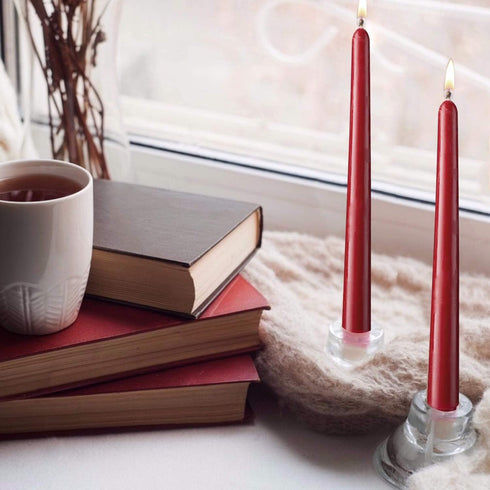 14 Pack Dark Red Taper Candles 12 Inch Tall 3/4 Inch Thick Burn 10 Hours (Burgundy)...