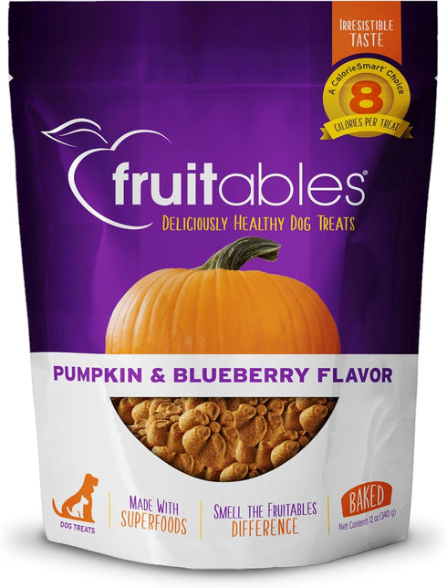 Fruitables Baked Dog Treats – Healthy Low Calorie , Free of Wheat, Corn and Soy – Pumpkin and Blueberry – 12 Ounces...