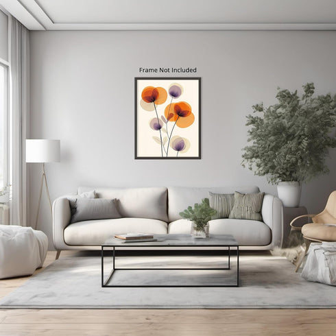 Posterizer 1 pcs-minimalist dainty flowers in orange and purple art 7-Abstract & Modern Art-Floral & Botanical Art-Chic Home Decor- unframed wall ...