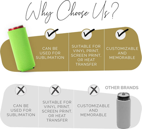 Slim Can Cooler Sleeves 12 Pack– Blank Foldable Neoprene 12oz Can Insulators – Skinny Beverage Coolers for Beer & Soda – Sublimation-Ready (Assort...