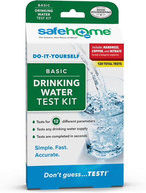 Safe Home® 12-in-1 Drinking Water Test Kit – DIY Testing for Hardness, Copper, Nitrate, Fluoride, Iron, and More – City Taps or Well Water – 10-St...