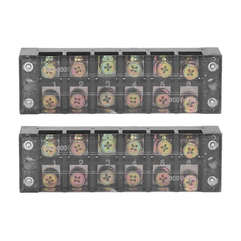 2pcs 60A 600V Terminal Strip, Dual Row Screw Clamp Wire Terminal Block with Clear Cover for Bridge Lighting, Connectors for Electrical Cables for ...