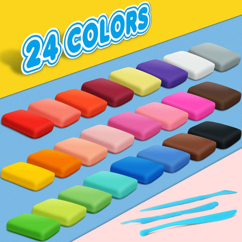 ESSENSON Magic Clay - Air Dry Clay 24 Colors, Modeling Clay for Kids with Tools, Soft & Ultra Light, Toys Gifts for Age 3 4 5 6 7 8+ Years Old Boy...