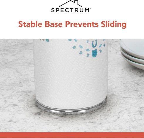 Spectrum Euro Paper Towel Holder Chrome – Freestanding Countertop Dispenser for Kitchen, Easy Tear Access, Sleek Modern Design, Fits Standard Roll...
