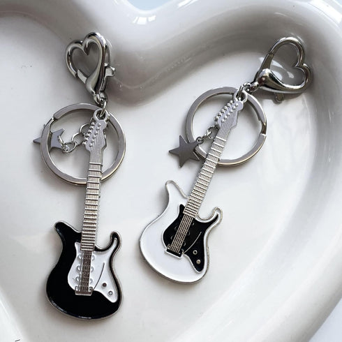 Meefisher Aesthetic Punk Music Guitar Keychain, Cute Star Key Chain Key Rings For Women Music Lovers, Kawaii Gifts...