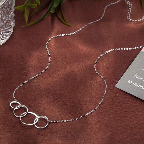 AnotherKiss 40th Birthday Gifts for Women, Sterling Silver 4 Circle Necklace for Her, 4 Rings for 4 Decades Jewelry Gift Idea...