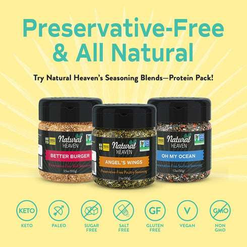 Natural Heaven Seasoning Protein Pack, Hamburger Meat Grill Seasoning (3.5 Oz), Chicken Seasoning (2.1 Oz), Salmon Seasoning (1.7 Oz) for Cooking ...