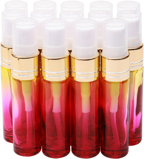14Pcs 10ml (1/3 oz) Yellow Rose Gradient Color Spray Bottles Glass Vials Tube Perfume Atomizer Refillable Makeup Travel Fine Mist Sprayer Bottle C...