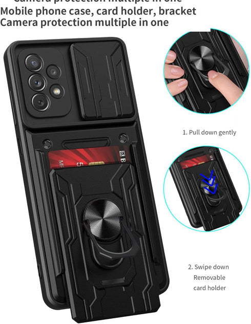 CCSmall Case for Samsung Galaxy A32 4G (Not 5G) with Card Holder, Heavy Duty Protection Phone Case with Magnetic Ring Kickstand Slide Camera Cover...