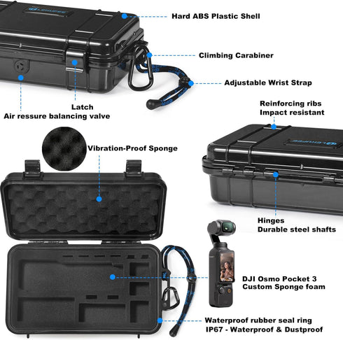 Lekufee Travel Waterproof Hard Case Compatible with DJI Osmo Pocket 3/Creator Combo/Power Expansion Combo/DJI Pocket 3 Video Camera/Vlogging Camer...