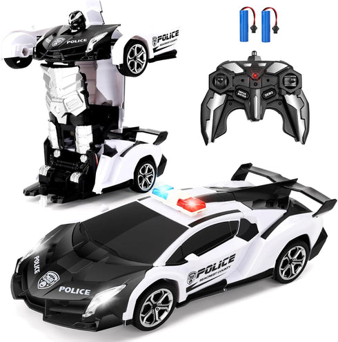 Transform Rc Cars for Boys 4-7 8-12, 2.4Ghz 1:18 Scale Remote Control Car Transforming Robot, One-Button Deformation 360° Rotation and Drift Car T...
