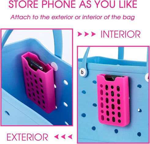 PARBEE Phone Holder Compatible with Bogg Bag, Silicone Pink Phone Holder Keep Your Phone Handy in Tote Bag, Insert Accessory Charm for Bogg Bags.....