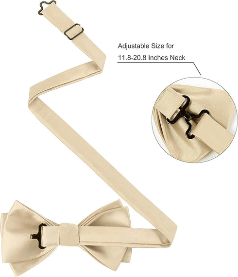 Bow Ties for Men, Men’s Pre-Tie Bow Tie Satin Silk Adjustable Bow Tie Cufflinks Handkerchief Sets With Gift Box...