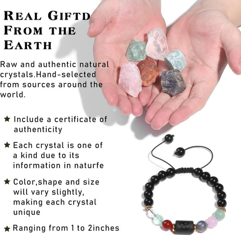 GolbalJew Crystals Gift Set, Zodiac Signs Healing Crystals Birthstones with Horoscope Box Set Astrology Crystal Bracelet Healing Stones Gifts...
