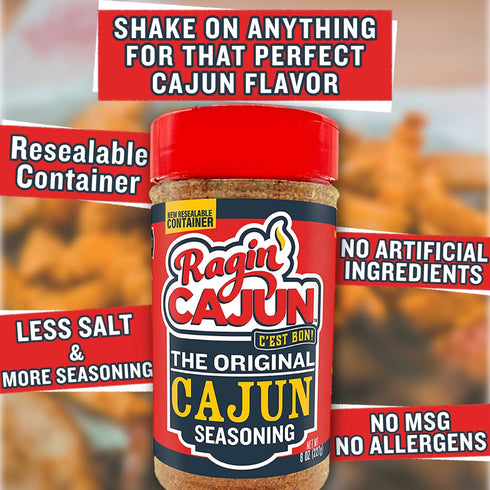 Original Cajun Seasoning - 8 oz, Less Salt, Low Sodium, No MSG, All Natural - Authentic Louisiana Spice for Grilling and Cooking Fish, Chicken, St...