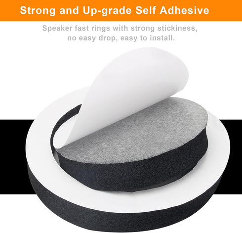 6.5" Foam Speaker Enhancer, AngleKai 4Pcs Self Adhesive Speaker Fast Rings, Universal High Rebound Sponge Bass Blocker Kit for Car Door Speaker Fo...