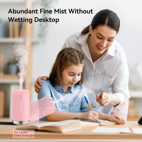 Portable Mini Humidifier, Small Cool Mist Humidifiers 350ml Quiet USB Personal Desktop Air Humidifier for Bedroom Home Plants Car Baby indoor Offi...