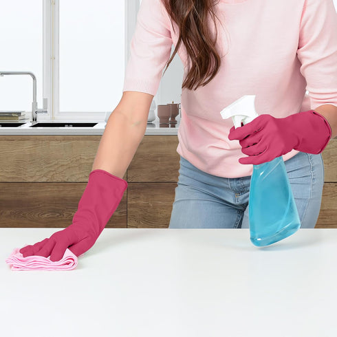 Rubber Kitchen Dishwashing Gloves: 4 Pairs Latex Free Reusable Household Cleaning Gloves for Washing Dishes...