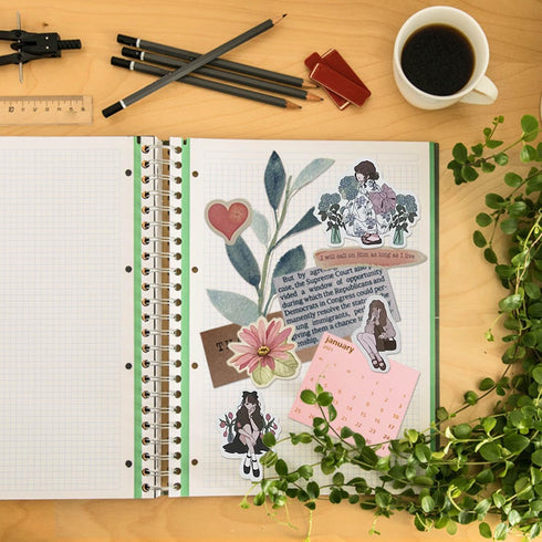 50pcs Fashion Japanese Uniform Cute Girls Stickers for Journaling Supplies?Hand Drawn Oil Painting Illustration Sticker for Bullet Journaling Supp...
