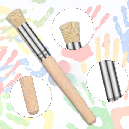 Wooden Stencil Brushes Natural Stencil Bristle Brushes Dome Art Painting Brushes Wood Paint Template Brush for Acrylic Oil Watercolor Art Painting...