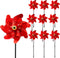 10PCS Red Pinwheels Outdoor Wind Spinners Garden Pinwheel Reflective Pin Wheel Windmills Sparkly Scare Birds Animal Away Spinner Christmas Yards G...