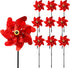 10PCS Red Pinwheels Outdoor Wind Spinners Garden Pinwheel Reflective Pin Wheel Windmills Sparkly Scare Birds Animal Away Spinner Christmas Yards G...