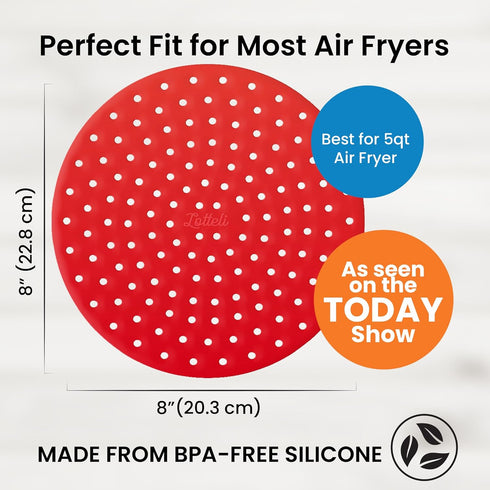 Reusable Air Fryer Liners 3 Pack for 5-7QT Fryers - 8" Round Silicone Air Fryer Liners - Easy to Clean Air Fryer Accessories - Non-Stick Parchment...
