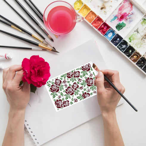 Petal Flowers Layering Stencils for Crafts, Reusable Mixed Media Art Sea of Flowers Stencils Template, Geometric Retro Pattern Stencils for Painti...