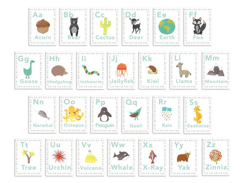 English Alphabet 5x7 Wall Cards, Alphabet Wall, Our World, Nature Themed, Kid's Wall Art, Nursery Decor, Kid's Room Decor, Gender Neutral Nursery ...