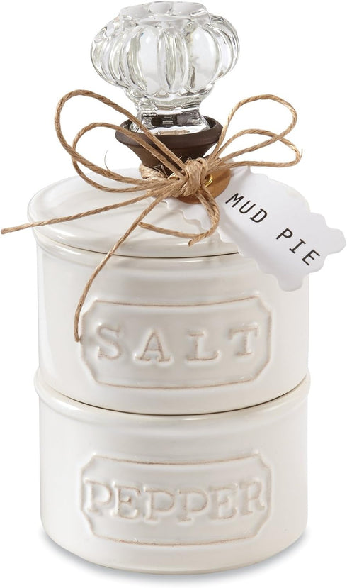 Mud Pie Door Knob Salt Cellar Set, White...