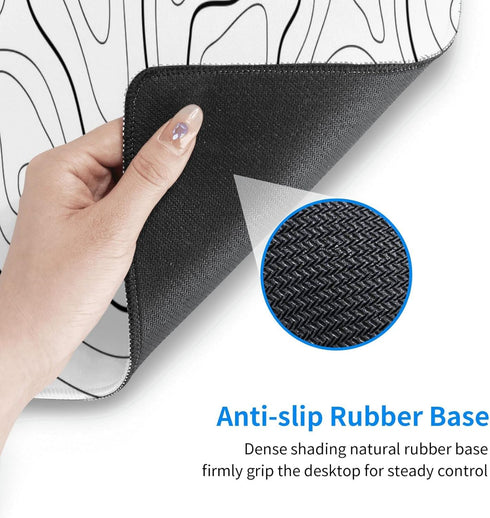 White Mouse Pad Extended Gaming Mouse Pad for Desk 31.5 x 11.8 Inch Black and White Mousepad Topographic Mouse Pad with Anti-Slip Rubber Base for ...