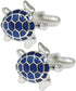 Novelty Silver Tone With Transparent Blue Enamel Sea Turtle Cufflink Turtoise Cuff links...