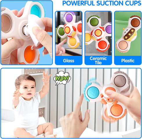 Suction Cup Spinner Toys, Educational Suction Spinner Toys for Babies, Spinning Toys for Toddlers 1-3, Learning Baby Bath Toys Toddlers Boys Girls...