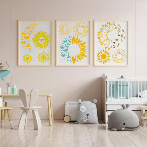 Large Sunflower Stencils for Painting Small Sunflower Paint Stencils for Painting on Wood Burning Art Craft Canvas Furniture Wall (11sunflower)...