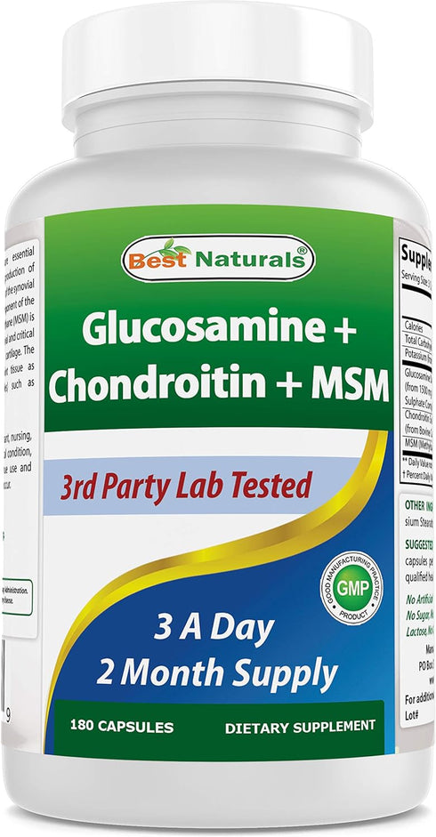 Best Naturals Glucosamine Chondroitin and MSM (Non-GMO) - Promotes Joint Health - 180 Count...