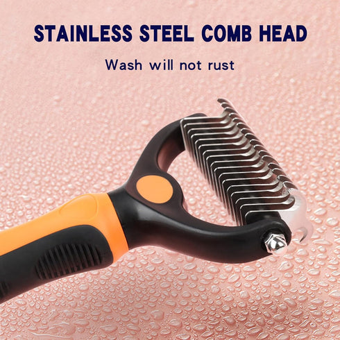 Dematting comb for Dogs, Cat deshedding Brush,Pet undercoat brushes, Dog Grooming Rakes for long haired Dogs-Double Sided Shedding,Dog brush for m...