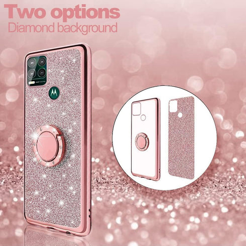 B-wishy for Moto G Stylus 5G Phone Case with Stylus Pen, Luxury Glitter Sparkles Cute Silicone TPU Case for Women Girls with Kickstand, Bling Rhin...