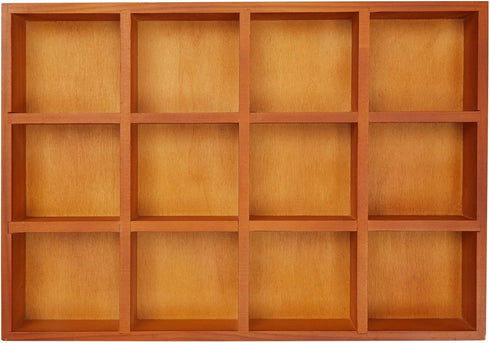 Juvale Wooden Drawer Organizer with 12 Compartments, Divided Tray for Arts and Crafts Supplies, Stationery, Small Items, 12 Grid Sorting Tray, Dar...