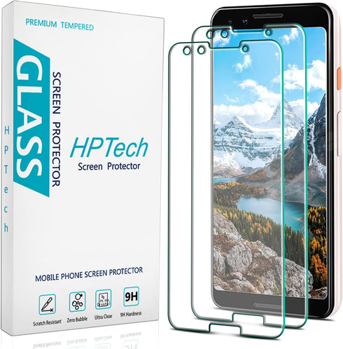 HPTech (2 Pack) Designed for Google (Pixel 3) Tempered Glass Screen Protector, Anti Scratch, Bubble Free...